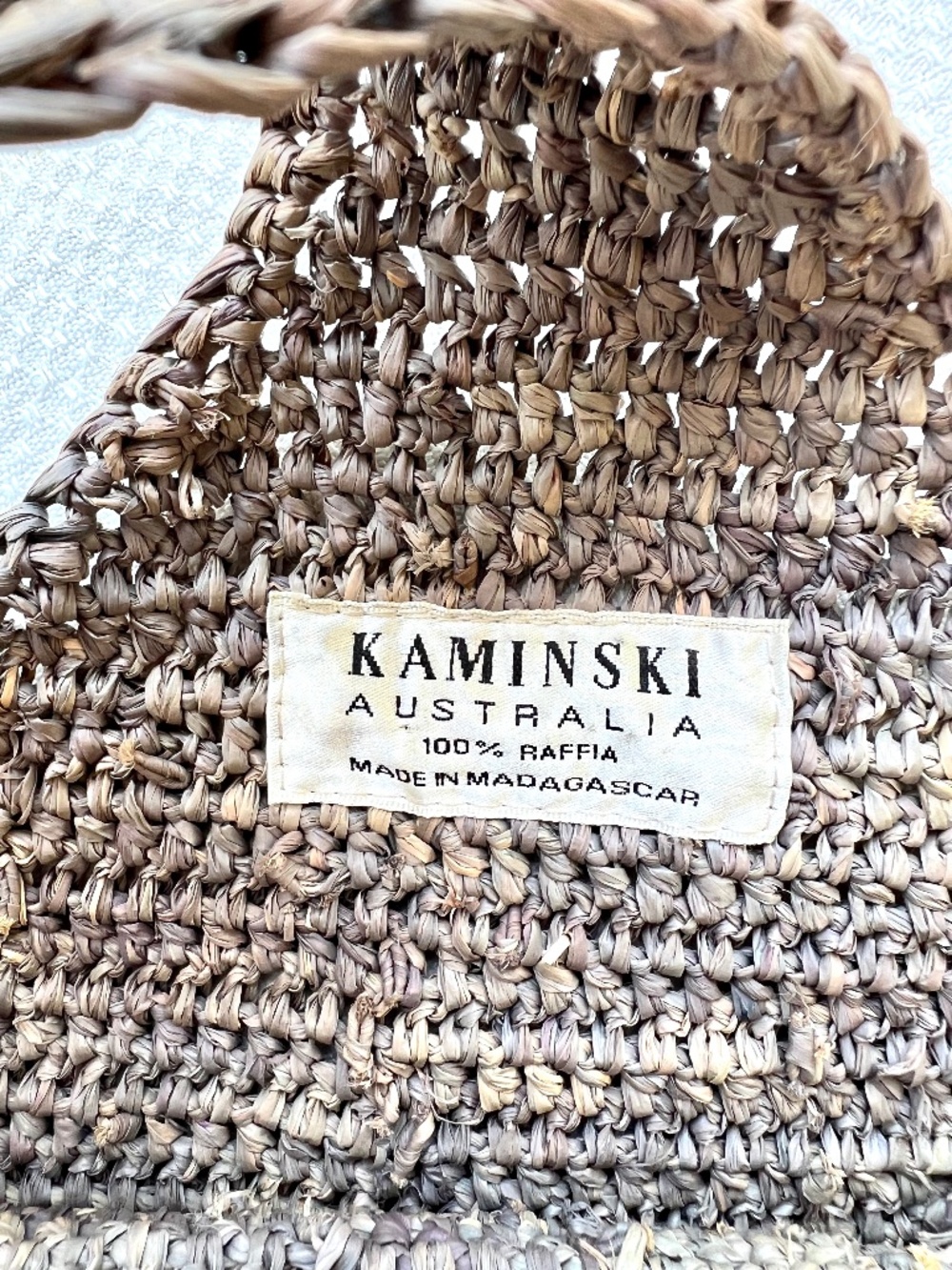 HELEN KAMINSKI Carillo Raffia Tote in Taupe Made In Madagascar - Picture 6 of 9